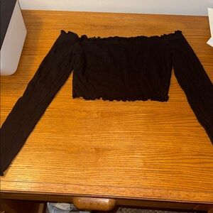 SHEIN Charcoal Ribbed Knit Top